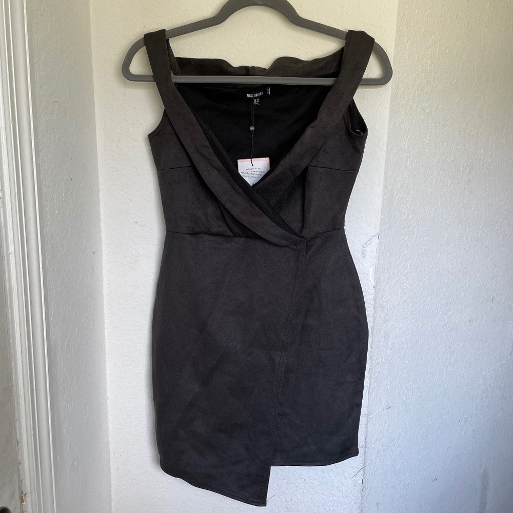 Missguided Suede Feel Black Dress